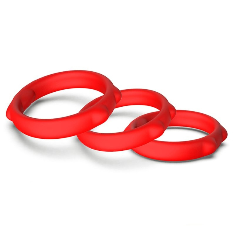 FUKR Lot de 3 Cockrings Caty Rings Rouges